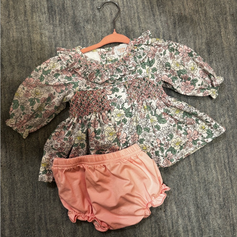Floral Kids Matching Set with Pink Bloomers
